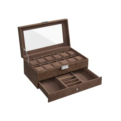Breebe 12-slot Watch Box With Glass Lid