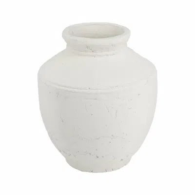 Breebe 12 X 14" Round Terracotta Vase With White Finish