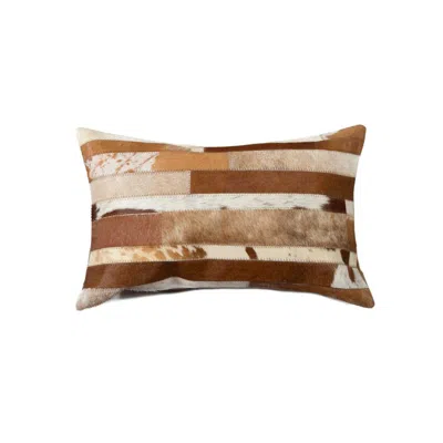 Breebe 12" X 20" Brown And White Cowhide Throw Pillow