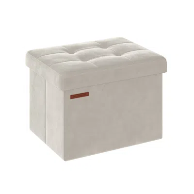Breebe 12.2" X 16.1" X 12.2" Foldable Storage Ottoman Bench Cream White In Gray