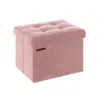 Breebe 12.2" X 16.1" X 12.2" Foldable Storage Ottoman Bench Jelly Pink