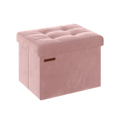 Breebe 12.2" X 16.1" X 12.2" Foldable Storage Ottoman Bench Jelly Pink