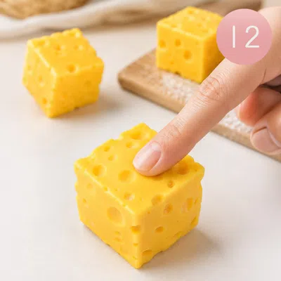 Breebe 12pcs - Cheese Cube Squeeze Squishy Stress Relief Toy 2.3" X 2.3" X 2.3"
