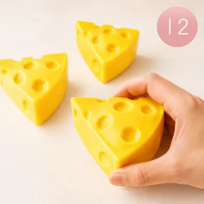 Breebe 12pcs - Cheese Wedge Squeeze Squishy Stress Relief Toy In Yellow