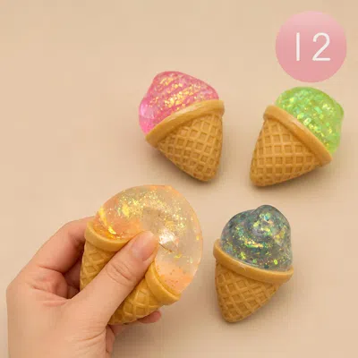 Breebe 12pcs - Glitter Ice Cream Cone Squeeze Squishy Stress Relief Toy In Multi