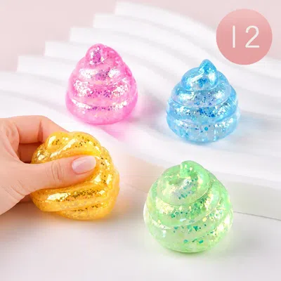 Breebe 12pcs - Glitter Swirl Cone Squeeze Squishy Stress Relief Toy In Multi