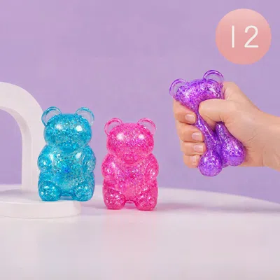 Breebe 12pcs - Glittered Gummy Bear Squeeze Squishy Stress Relief Toy In Multi