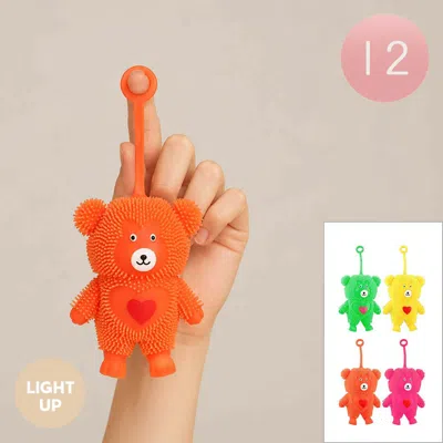 Breebe 12pcs - Light Up Spiky Teddy Bear Sensory Stretch Squishy Stress Relief Toy In Orange