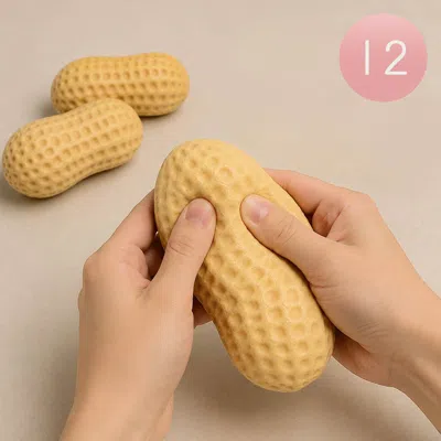 Breebe 12pcs - Peanut Shaped Squishy Stress Relief Toy In Brown