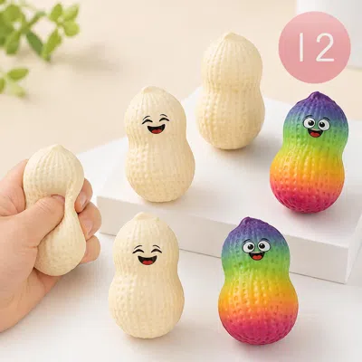 Breebe 12pcs - Peanut Squeeze Squishy Stress Relief Toy In Multi