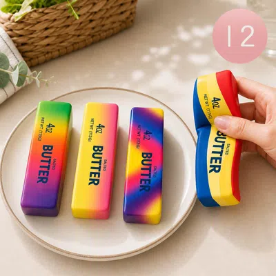 Breebe 12pcs - Rainbow Butter Bar Squishy Stress Relief Toy In Multi