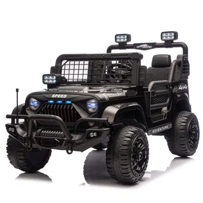 Breebe 12v 200w*2 Kids Ride On Car W/ Remote Control - 3 Speed Adjustable,led Headlights,4-wheel Shock Abso In Black