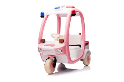 Breebe 12v Electric Three Wheeled Children's Box Car, Police Car, 2-seater Remote Control Riding Toy, With  In Pink