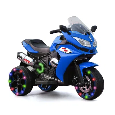 Breebe 12v Kids Electric Motorcycle/ Ride On Motorcycle, Three Lighting Wheels Kids Electric Motorcycle /el In Blue