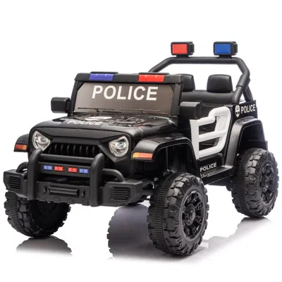 Breebe 12v Kids Electric Police Car W/ Parent Remote Control,dual Drive,four-wheel Suspension,with Music,bl In Black