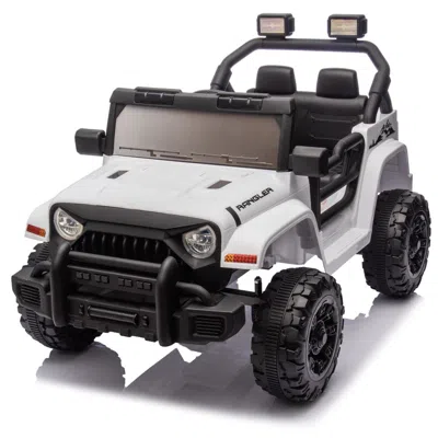 Breebe 12v Kids Ride On Electric Car W/parents Control,dual Drive, Four-wheel Suspension,with Music,bluetoo In White
