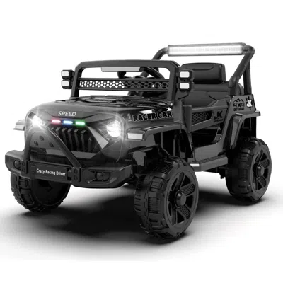 Breebe 12v Kids Ride On Electric Truck Car W/parents Control,2wd,four-wheel Suspension,early Education Func In Black
