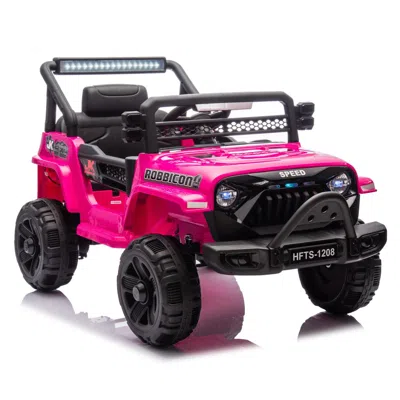 Breebe 12v Kids Ride On Electric Truck Car W/parents Control,2wd,four-wheel Suspension,early Education Func In Pink