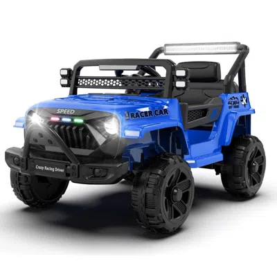 Breebe 12v Kids Ride On Electric Truck Car W/parents Control,2wd,four-wheel Suspension,early Education Func In Blue