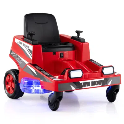 Breebe 12v Ride On Lawn Mower For Kids With Dual Control Sticks And Led Lights In Multi