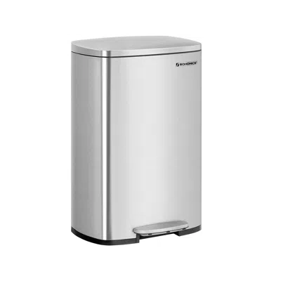 Breebe 13 Gallon Sliver Steel Step-open Trash Can With Lid