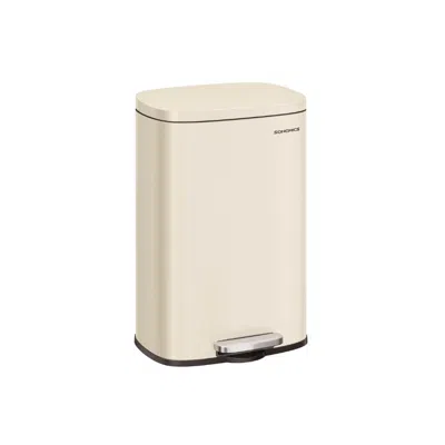 Breebe 13 Gallon White Step Trash Can With Hinged Lid For Kitchen In Neutral