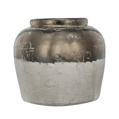 Breebe 13 X 13 X 11" Round Sienna Brown Ceramic Accent Vase In Gray