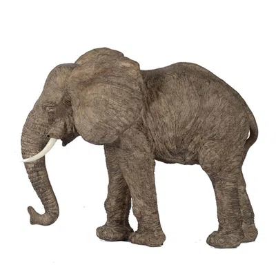 Breebe 13 X 5 X 10" Tai Polyresin Elephant Accent, Walking In Brown