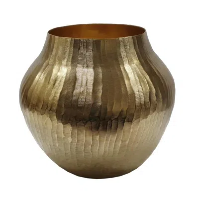 Breebe 13.5 X 13.5 X 11.5" Aluminum Chisel Flower Vase, Gold