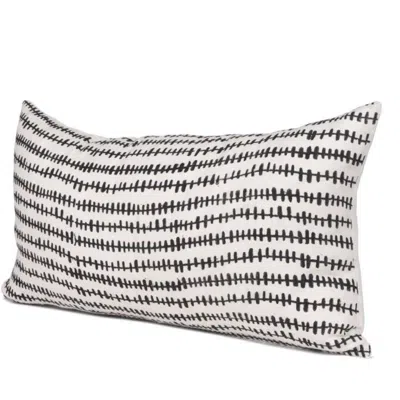 Breebe 14" Black Striped Linen Throw Pillow Cover