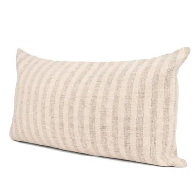 Breebe 14" Cream Striped Linen Throw Pillow Cover