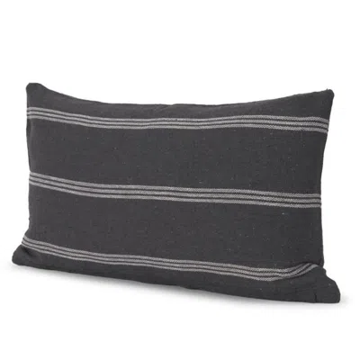 Breebe 14" Grey Striped Linen Throw Pillow Cover