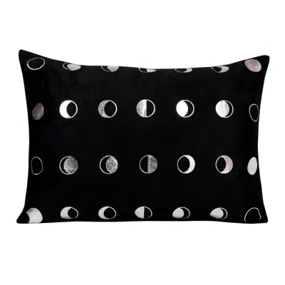 Breebe 14" X 20" Black And Silver Lumbar Polka Dot Throw Pillow Cover