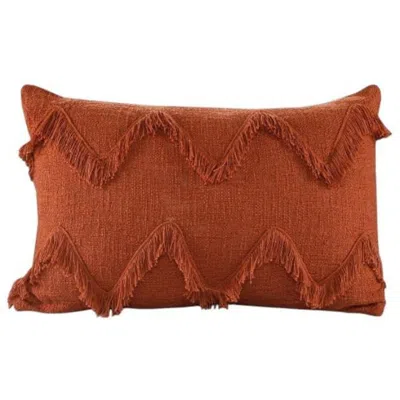Breebe 14" X 20" Cinnamon Chevron Cotton Lumbar Throw Pillow With Texture