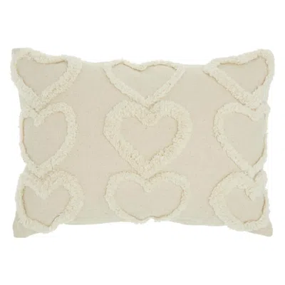 Breebe 14" X 20" Off White Cotton Heart Throw Pillow In Neutral