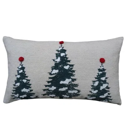 Breebe 14" X 24" Red And Green Zippered Cotton Blend Christmas Tree Throw Pillow