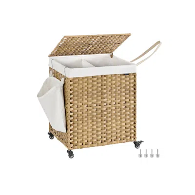 Breebe 145l Rollling Laundry Hamper With Lid - Natural In Brown