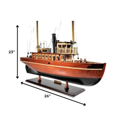 Breebe 15" Natural Manufactured Wood Boat Sculpture In Multi
