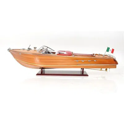 Breebe 15" Solid Wood Hand Painted Riva Aquarama Speedboat Exclusive Display Case Edition Model Boat In Brown