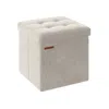 Breebe 15" X 15" X 15" Foldable Storage Ottoman Bench Cream White