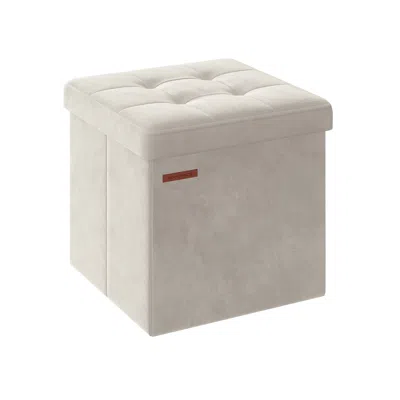 Breebe 15" X 15" X 15" Foldable Storage Ottoman Bench Cream White
