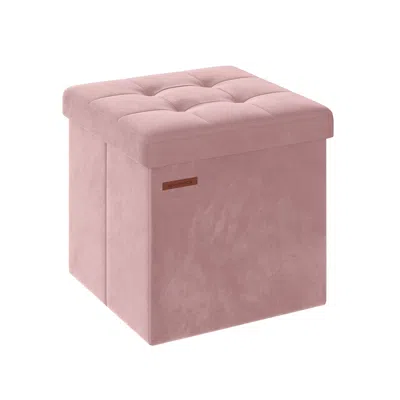 Breebe 15" X 15" X 15" Foldable Storage Ottoman Bench Jelly Pink