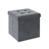 Breebe 15" X 15" X 15" Foldable Storage Ottoman Bench Slate Gray