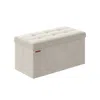 Breebe 15" X 30" X 15" Foldable Storage Ottoman Bench Cream White