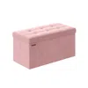 Breebe 15" X 30" X 15" Foldable Storage Ottoman Bench Jelly Pink