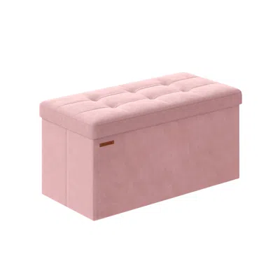Breebe 15" X 30" X 15" Foldable Storage Ottoman Bench Jelly Pink
