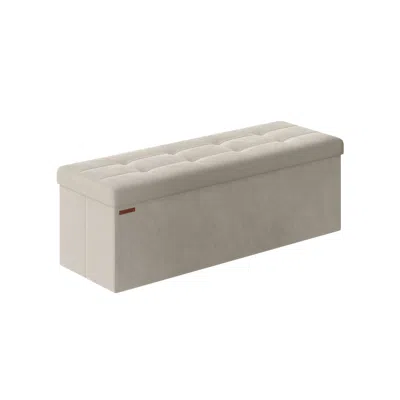 Breebe 15" X 43" X 15" Foldable Storage Ottoman Bench Cream White In Gray