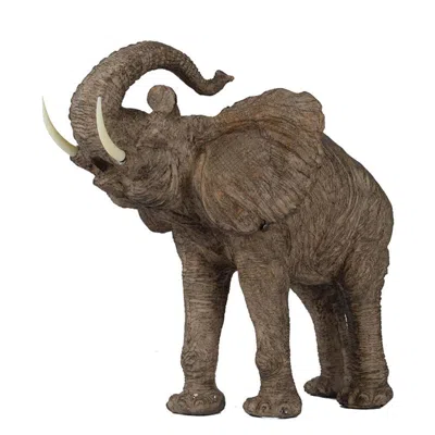 Breebe 15 X 8 X 12" Tai Polyresin Elephant Accent,trumpeting In Brown
