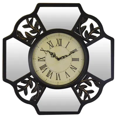 Breebe 16" Black And Silver Heavy Duty Plastic Silent Analog Ornate Hexagon Wall Clock