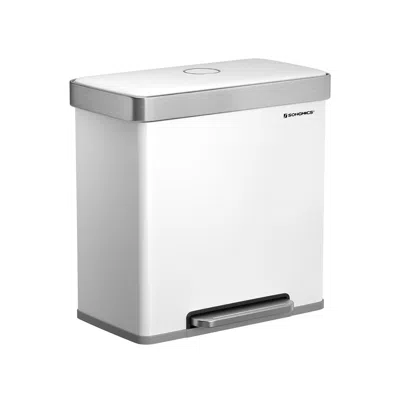 Breebe 16 Gallon(2 X 8 Gallon) Dual Compartment Garbage Can - White